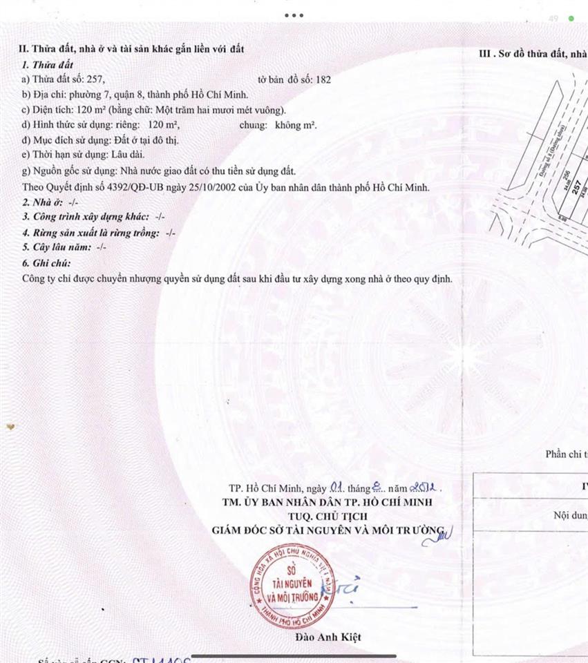 Chính chủ bán nhanh nền đất 2 mặt tiền khu dân cư phú lợi, p7, q8, hcm  giá 6ty1