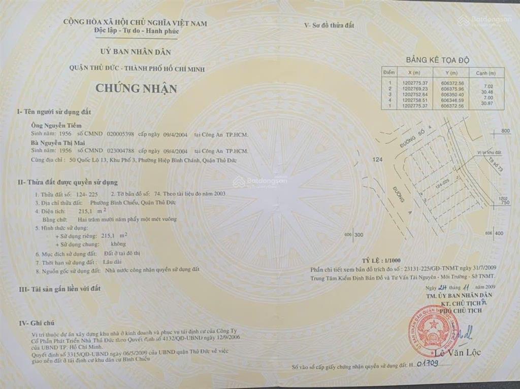 Đất mặt tiền đường số 6 kdc bình chiểu 2  215m2