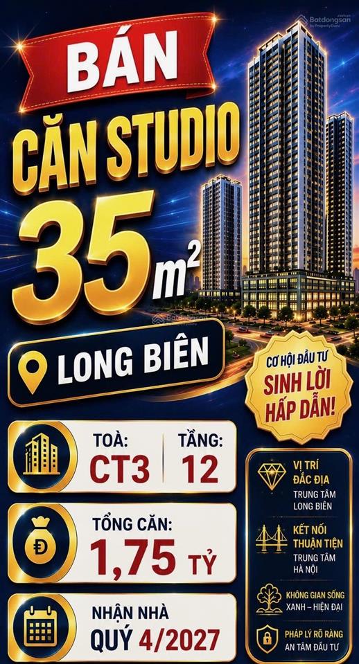 Chính chủ bán căn studio rice city long biên. chỉ 3.x tỷ 35m2, chung cư chất lượng cao