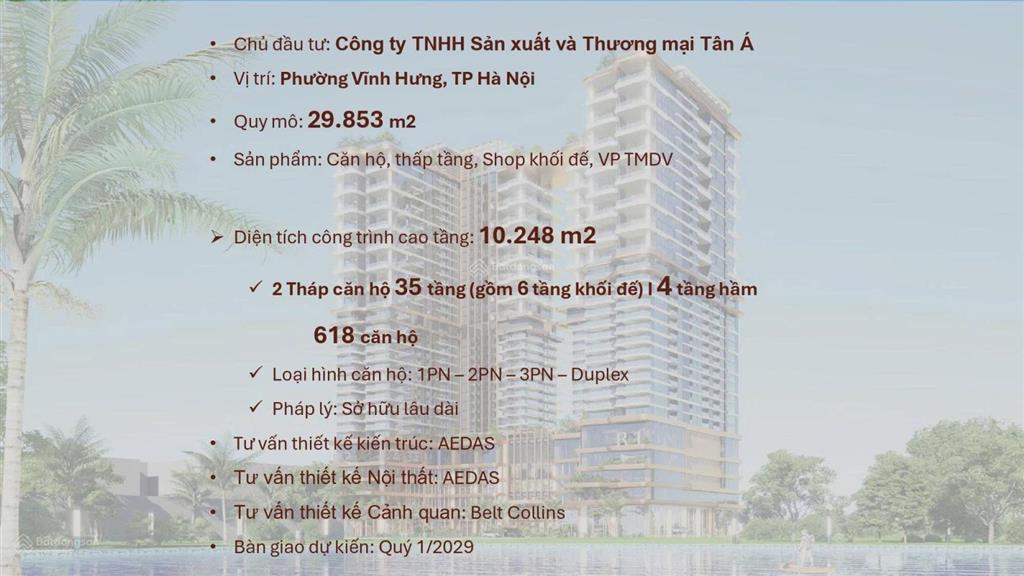Bán cc rivea residences 6,1 tỷ, 45m2, 2pn view đẹp, hoàng mai, hà nội