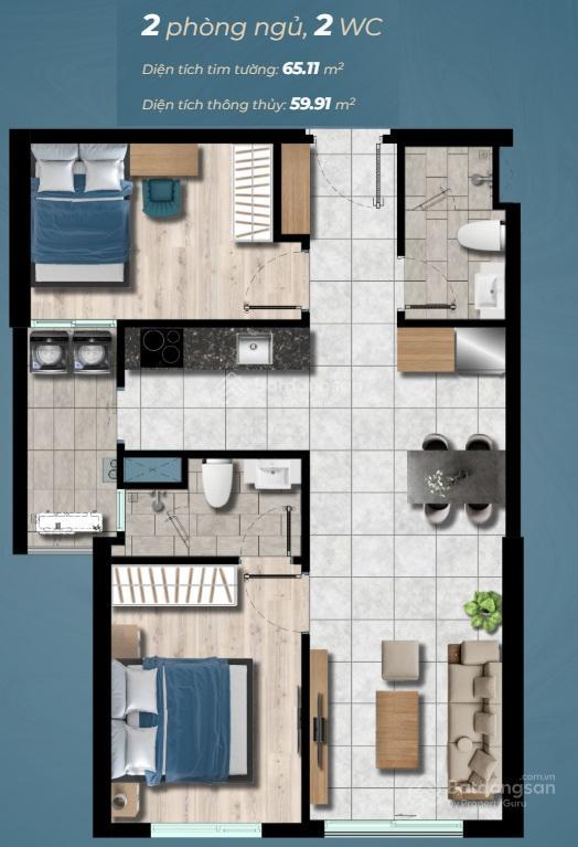 Bán nhanh căn the gió 2pn2wc  tầng trung