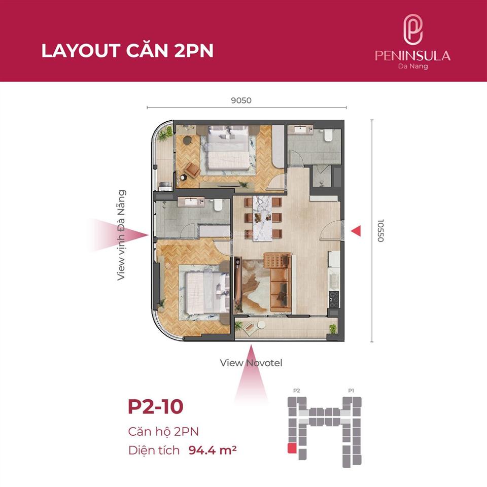 Căn hộ góc view sông hàn, vịnh đà nẵng & cầu thuận phước