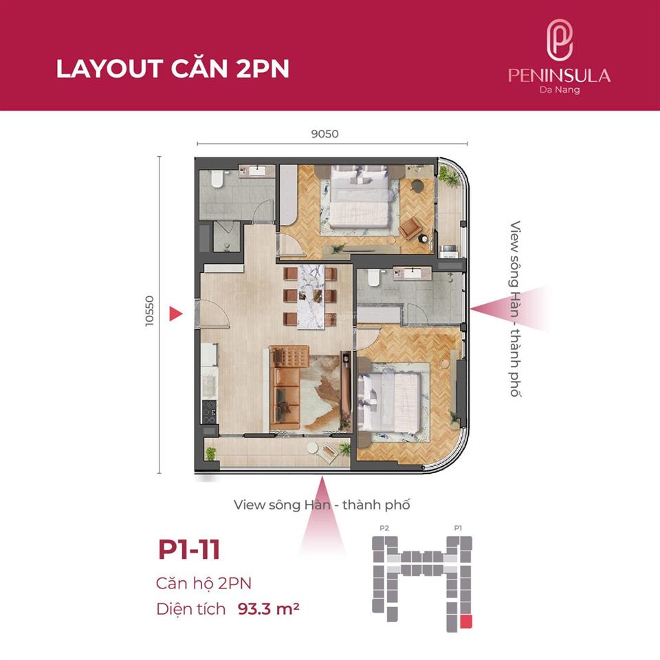 Căn hộ góc 2pn view sông hàn & pháo hoa biểu tượng sống thượng lưu