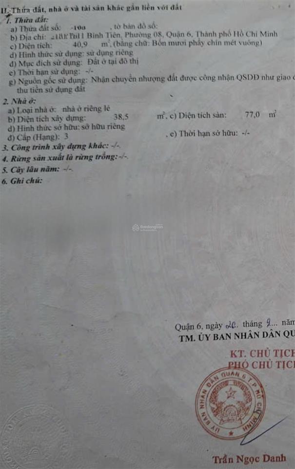 Giảm 200tr chỉ còn 4.5 tỷ nhà mới dt 41m giáp chợ bình tiên quận 6