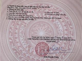 Hot hiếm dt 56m chỉ 6,5 tỷ hậu giang, p11, q6  nhà 4 tầng