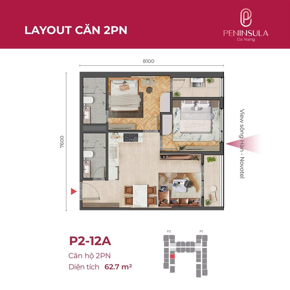 Chính chủ cần chuyển nhượng căn 2pn view sông hàn  pháo hoa  cam kết giá cạnh tranh