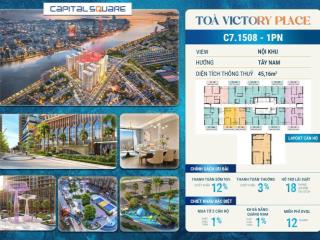 Nổi bật căn 1pn tòa c7 mới nhất tầng 15 view quảng trường, giá chỉ 4.055 tỷ