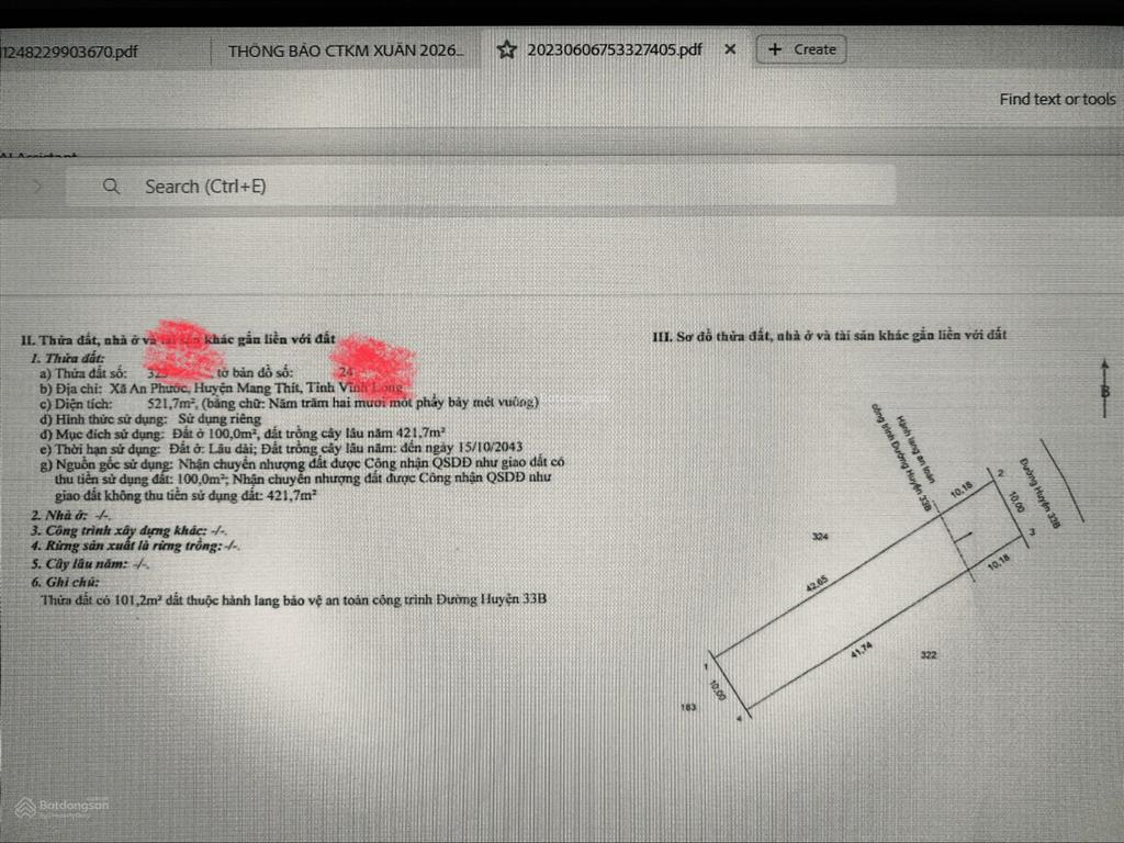 Bán đất 522m2 giá cực chất tại tỉnh lộ 902, an phước, mang thít, vĩnh long
