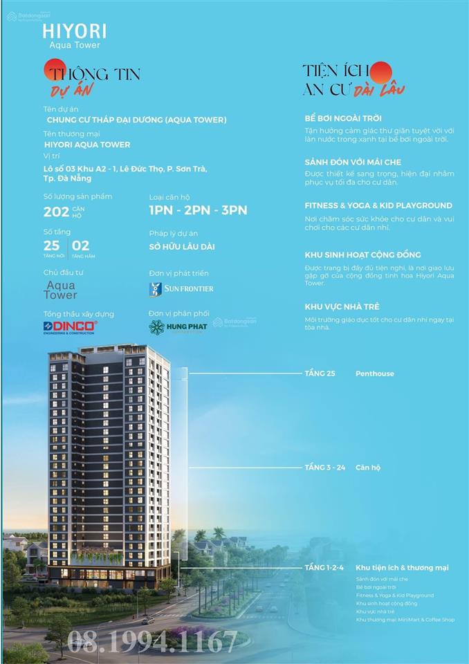 Mở bán dự án căn hộ hiyori aqua tower  dự kiến 08/02 /2026.  toà căn hộ viell biển mỹ khê ,