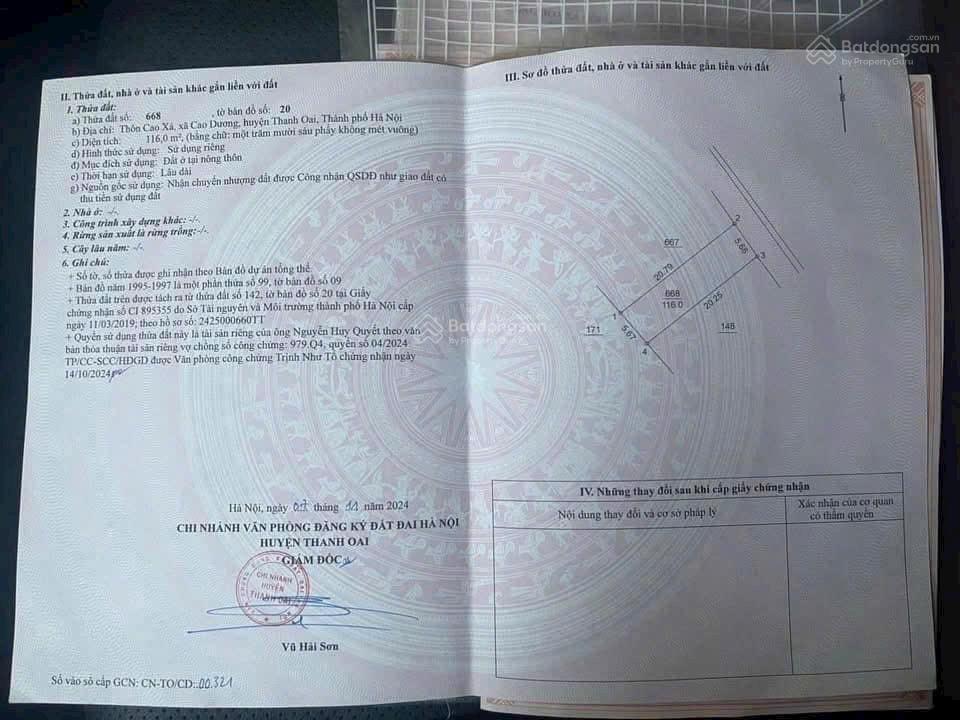 116m, cao xá, cao dương, thanh oai, giá 4xtr/m2, anh chị em đầu tư nhanh tay vụt ngay kẻo hết