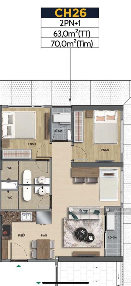 Cho thuê căn hộ beverly solari vinhomes grand park 2pn+  giá 13tr  full nội thất