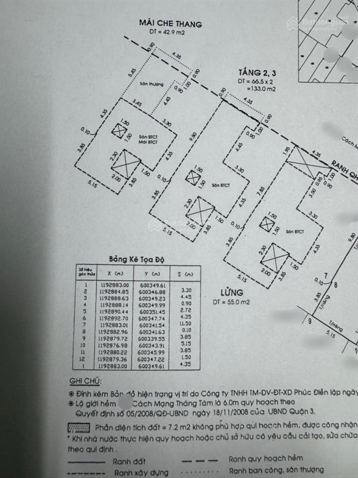 Chdv cmt8, quận 3  khai thác tối đa 70th/th  14 phòng, 12wc  5 tầng  76m2 (5x15)  nở tài lộc