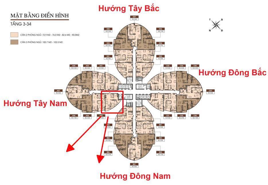 Cắt lỗ căn 2pn diện tích 73m2 chuyển nhượng hàng mua trực tiếp cđt giá 92tr/m2 thu về