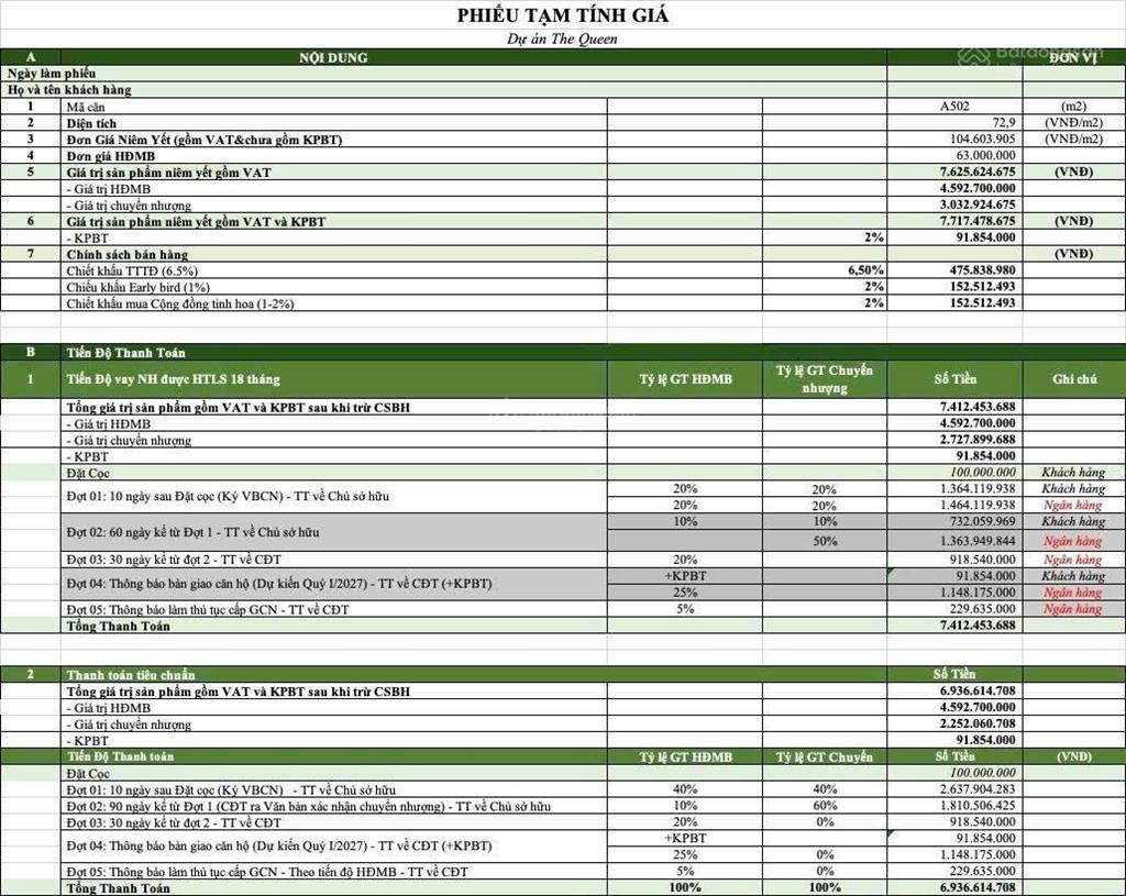 Cắt lỗ căn 2pn diện tích 73m2 chuyển nhượng hàng mua trực tiếp cđt giá 92tr/m2 thu về