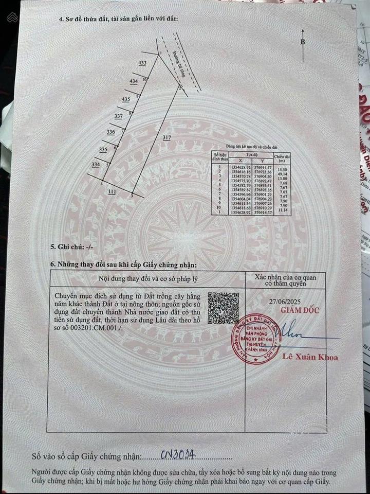 694,9m2 full thổ cư tại khánh phú  khánh vĩnh  khánh hòa