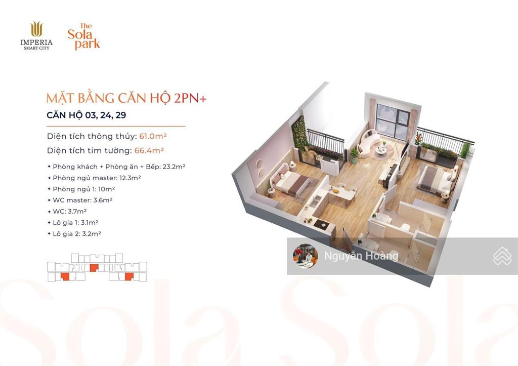 Bán nhanh căn hộ tại sola park, 2pn + , 64.2m2, 4.8 tỷ,  0365 691 ***