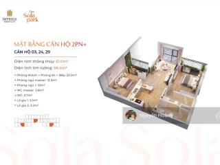 Bán nhanh căn hộ tại sola park, 2pn + , 64.2m2, 4.8 tỷ,  0365 691 ***