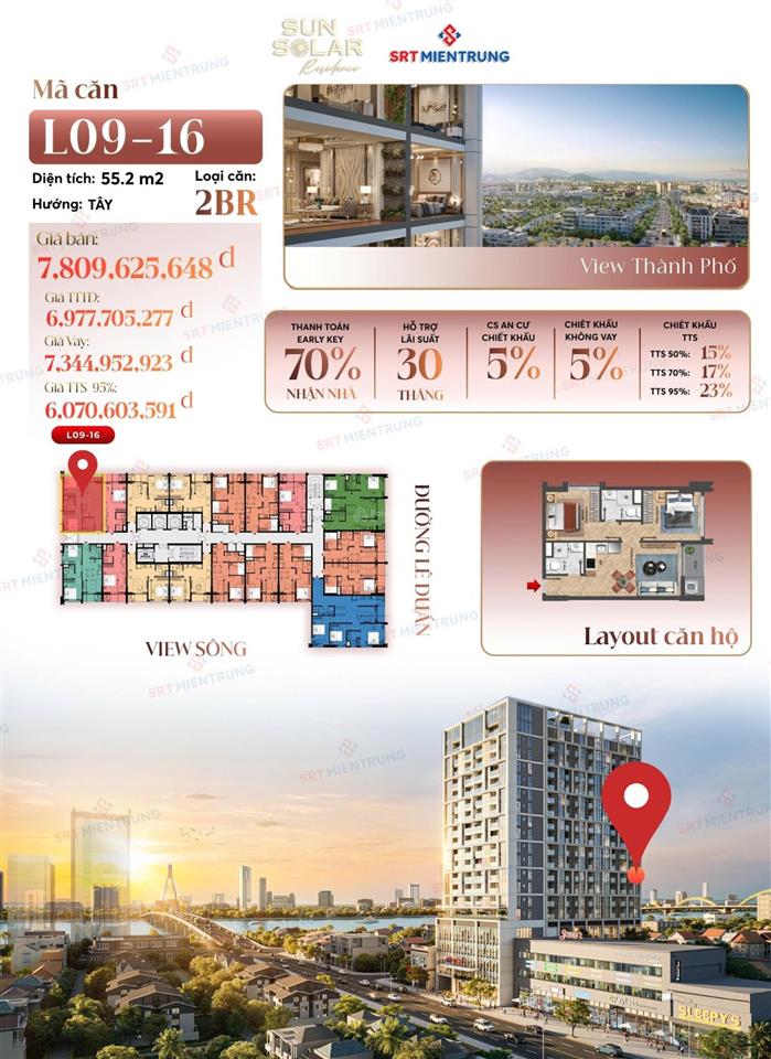 Bán căn hộ đẹp tại sun solar residence, 6,07 tỷ, 55m2, nhiều tiện ích