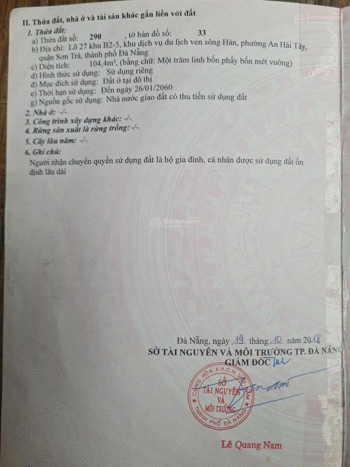 Bán đất phan huy chú, 105m2, ngay khu sun cosmo, p. an hải, đà nẵng giá cực tốt.
