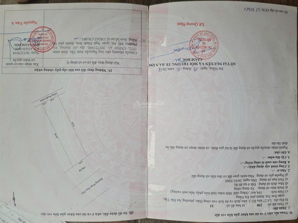 Bán đất phan huy chú, 105m2, ngay khu sun cosmo, p. an hải, đà nẵng giá cực tốt.