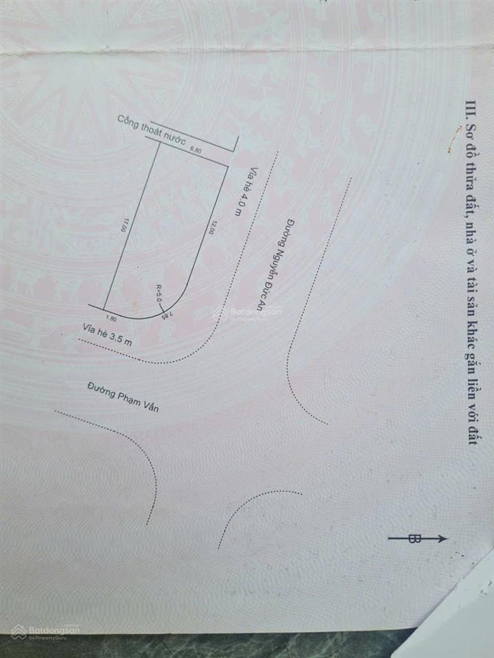 Bán đất 2 mặt tiền đường 7m5 phạm vấn và đường 7.5m nguyễn đức an, hướng đông nam, đông bắc