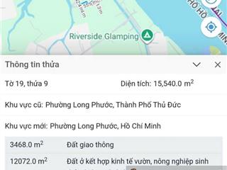 Góc 2 mặt tiền khu phân lô biệt thự vườn đường số 5 long phước view sông đồng nai  830m2 vuông đẹp