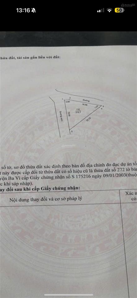 Bán đất tại thôn 7 xã ba trại, 850tr, 212m², giá cực chất, ba vì, hà nội