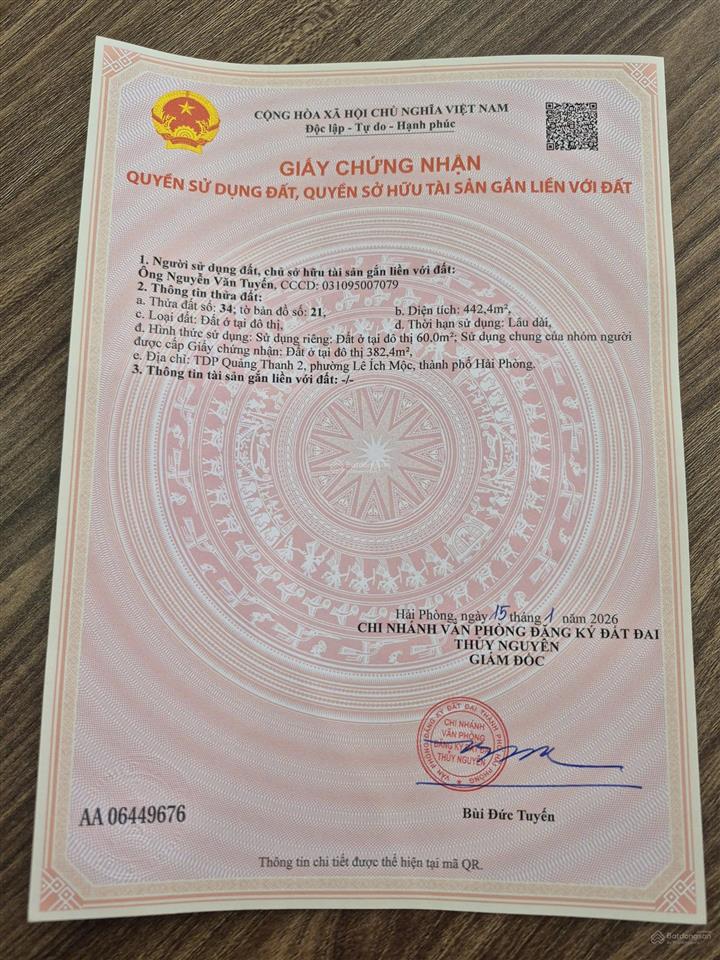 1 lô duy nhất tại phường quảng thanh  cách chợ thanh lãng sầm uất chỉ 200m  khu dân cư sầm uất