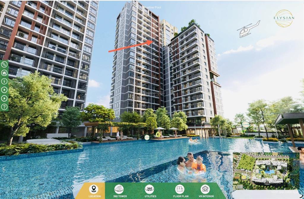 Bán căn 1pn + elysian 52,6m2 tầng sân vườn view hồ bơi giá 3,65 tỷ