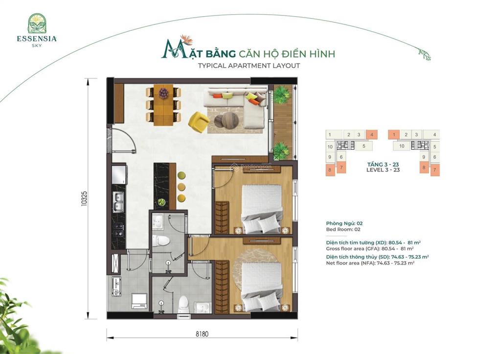 Cần bán gấp căn góc 2pn 81m2 essensia sky view sông phú mỹ hưng tầng cao có bếp chênh lệch thấp