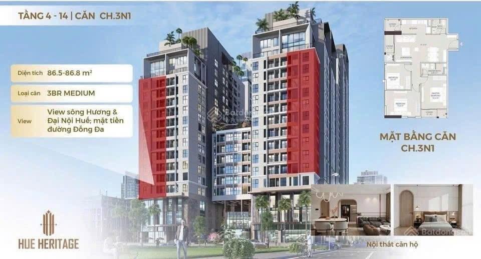 Huế heritage giỏ căn view sông đẹp nhất dự án dtsd 81120 m2, sổ hồng lâu dài, quý 3/2027 bàn giao