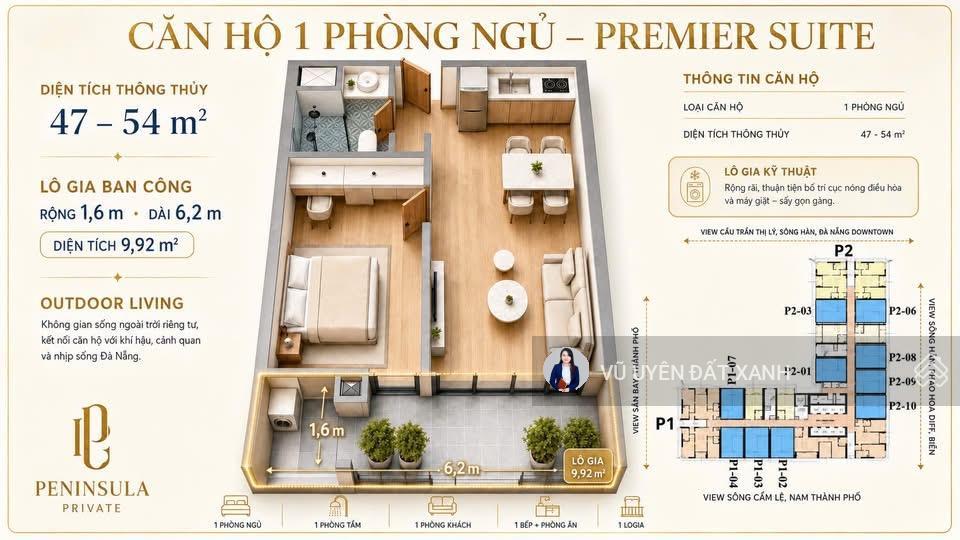 Căn phòng ngủ tách biệt với phòng khách và phòng bếp tại peninsula private giá chưa trừ chiết khấu
