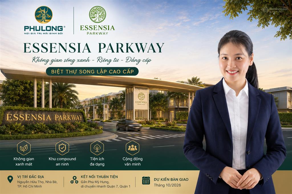Biệt thự song lập essensia parkway  phú long giao nhà t10/2026, không gian sống đẳng cấp khu nam.