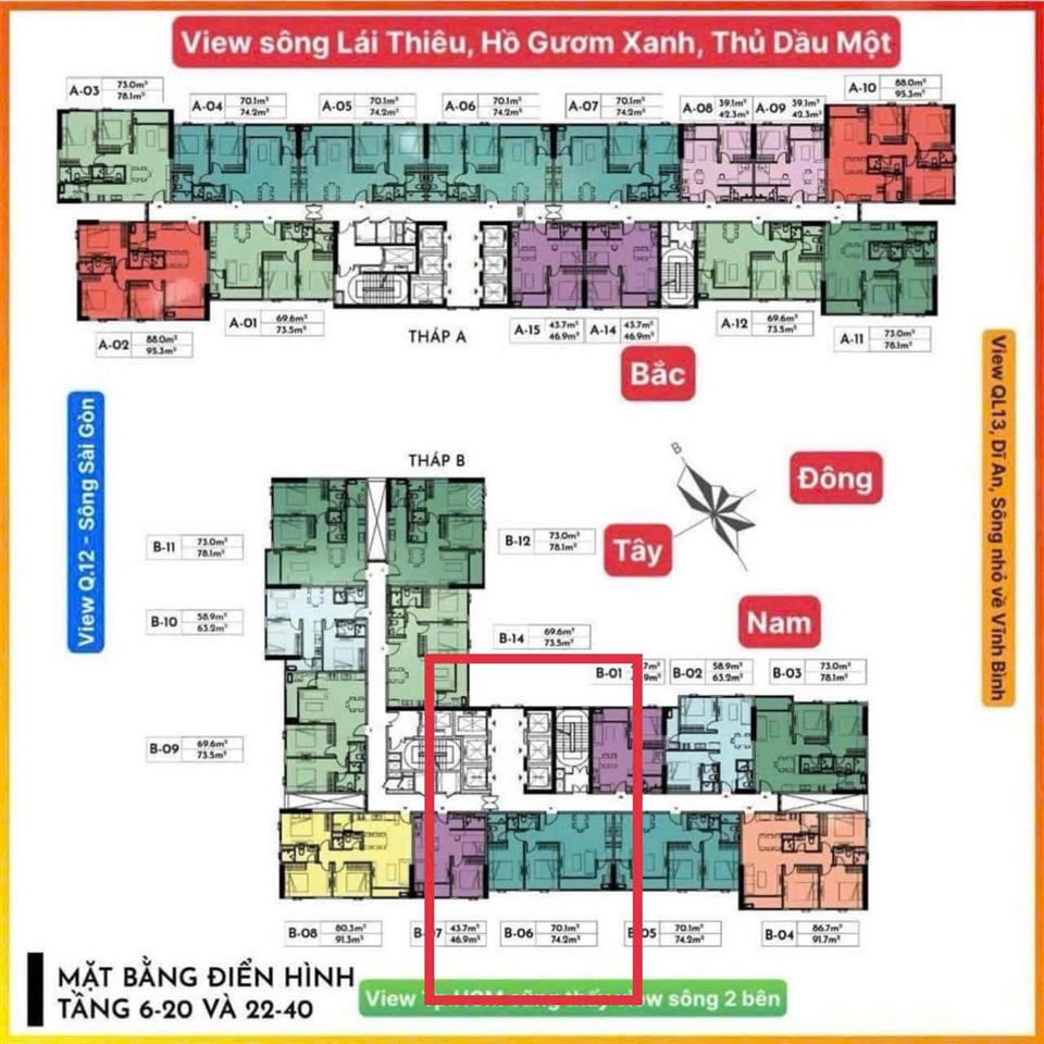 Bán căn b052pn, tầng cao, 74,2m2, giá 2,85 tỷ tại a&t sky garden, lái thiêu, thuận an, bình dương
