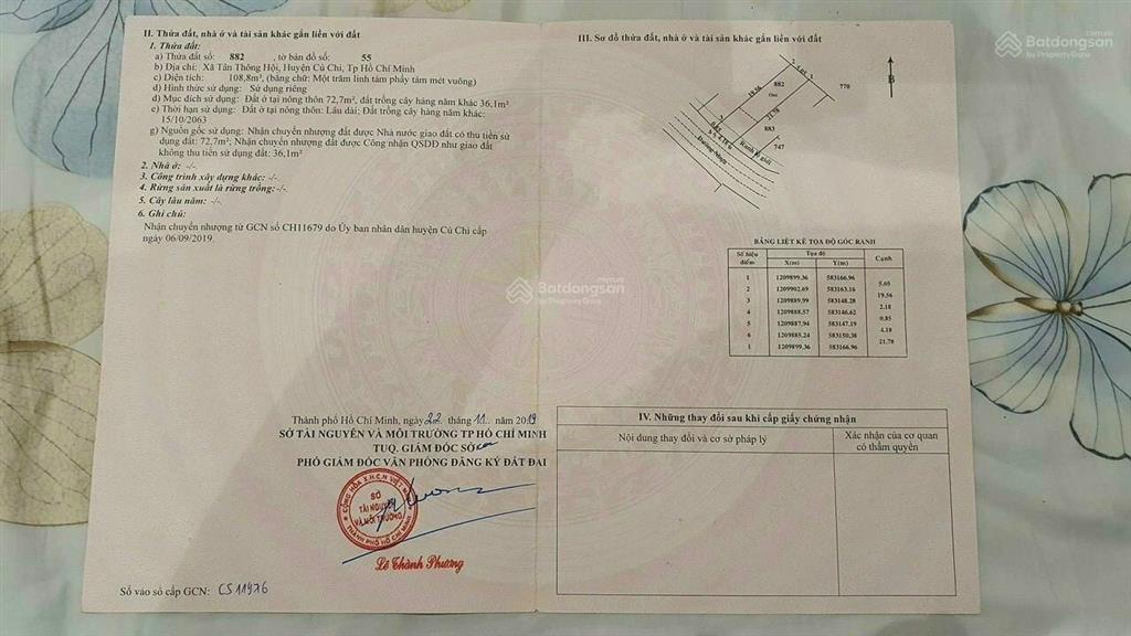 Có đăng sổ 5x21=107m2, thổ cư, đường huỳnh văn cọ, sổ riêng, đường lớn 1,26 tỷ
