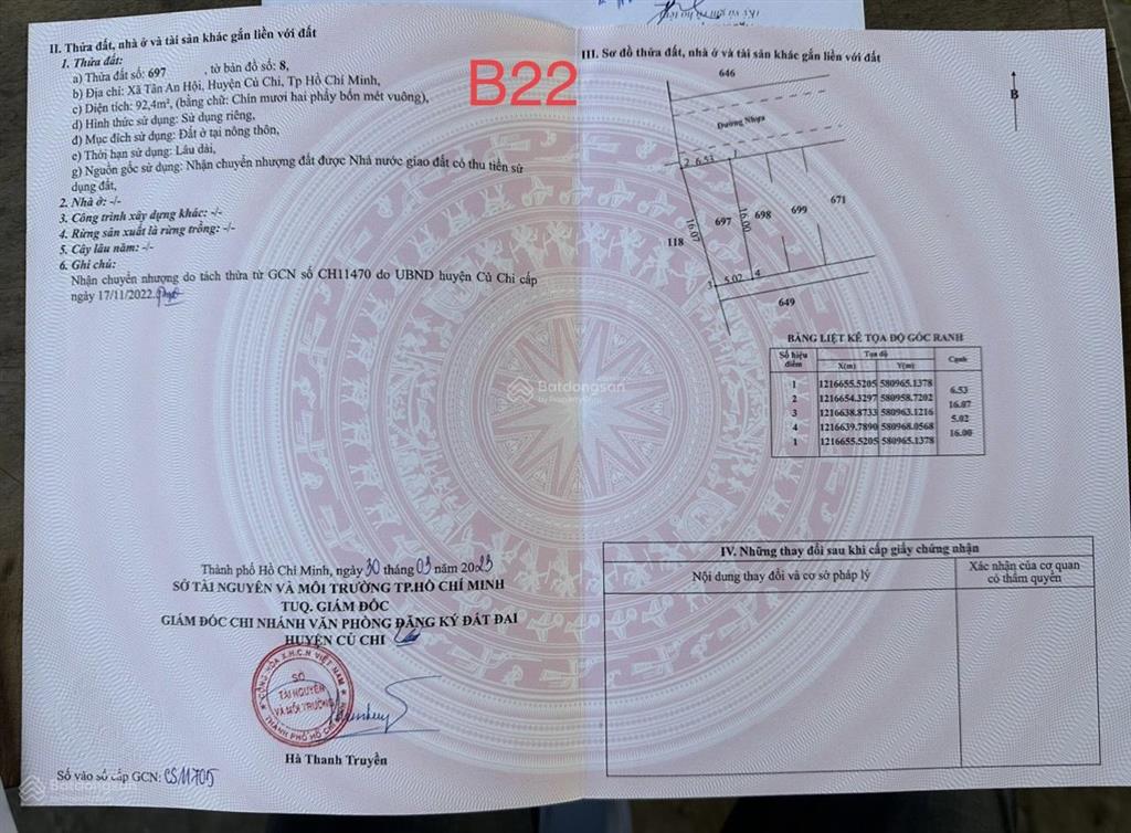 Ưu đãi giá 5x18=92m2 tân an hội, thổ cư, sổ riêng, đường 8m, giá 1,19 tỷ