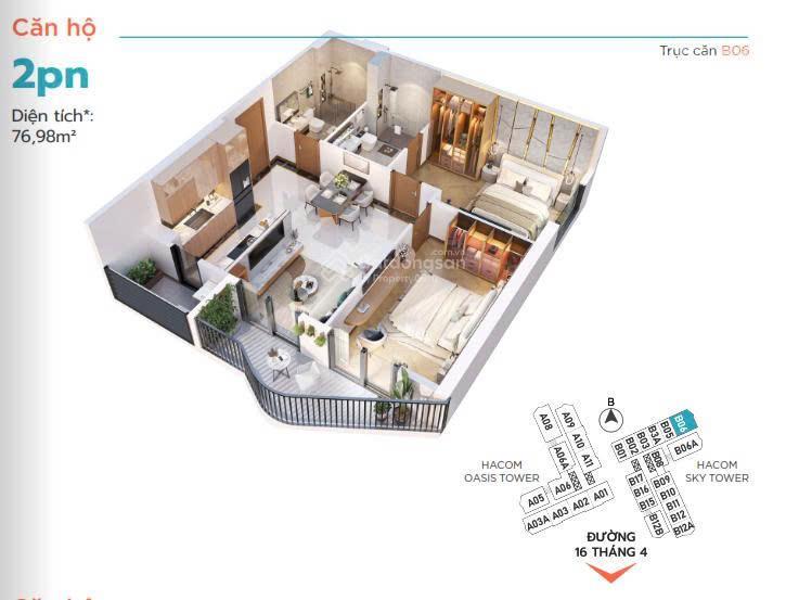 1,95 tỷ sở hữu ngay căn hộ full nội thất chuẩn 4 sao hacom tower ngay trung tâm phan rang