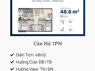 Căn hộ 1pn 48.6m²  view landmark giá 4.35 tỷ. giá thuê  12 triệu/tháng