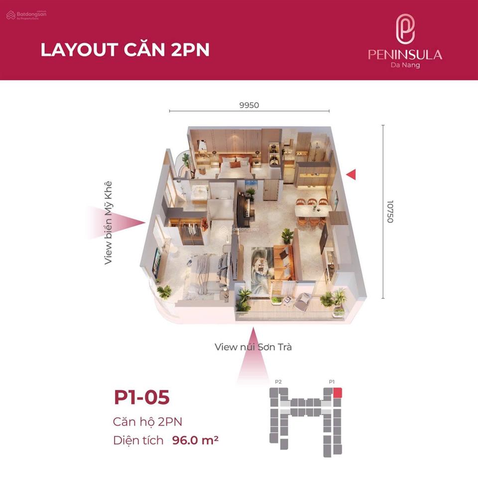 Căn góc hiếm đông nam 96m2 peninsula hàng gốc cđt tầng 28 peninsula