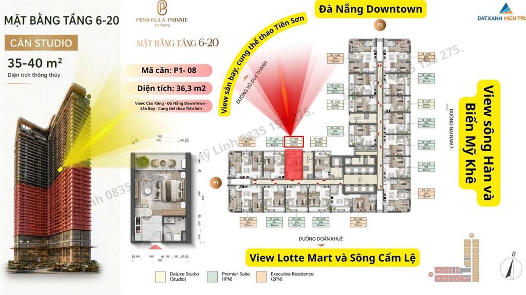 Giỏ hàng hot căn stu hướng view downtown của peninsula private  65tr/m2