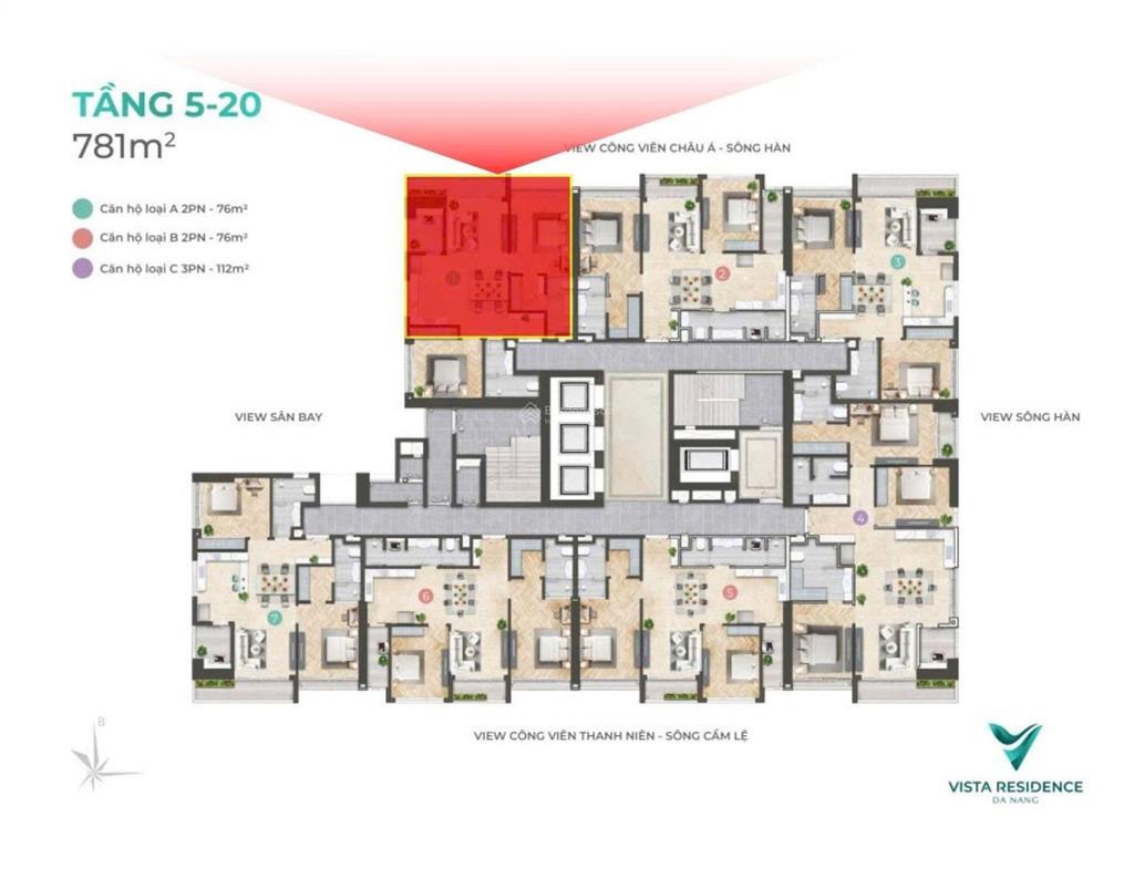 Căn hộ 76m2 vista tầng 17 view downtown giá bán mềm 4,8 tỷ