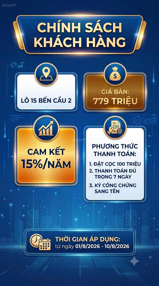 Đất nền bến cầu lô 15, 779 triệu