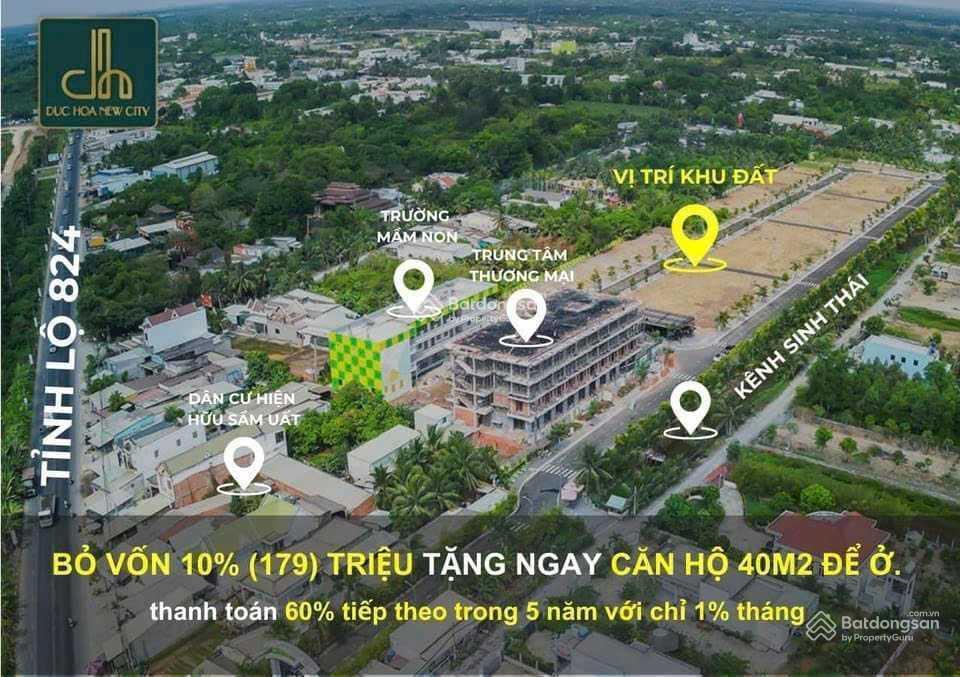 Bán đất shr tặng căn hộ, dt 100m2 1tỷ3, bank 70% góp 5 năm không lãi, ck lên đến 15 chỉ vàng sjc