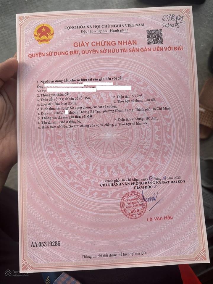 Bán nhà quận 8, hẻm 258 dương bá trạc, 1 tầng, 2 mặt hẻm thoáng, 4,08 x 13,2 m.