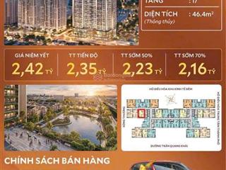 Bán cc gold park, trần quang khải, 46,6 triệu / m2, 46,2 m2, 1pn, 1wc, nội thất full