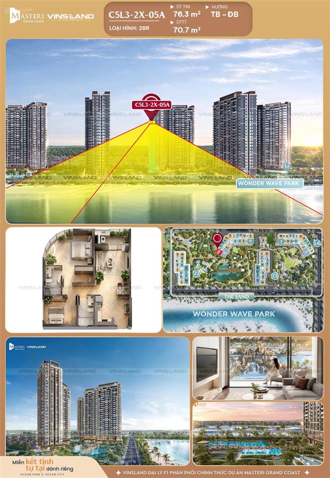 2pn kính cong view hồ tạo sóng panorama tại masteri grand coast ocp2. căn hộ vip  đẹp nhất dự án