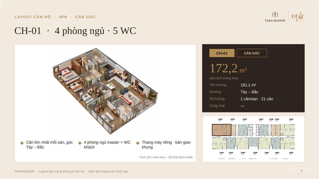 Mở bán căn 4pn dự án tara maison  sở hữu thang máy riêng, 2 slot ô tô