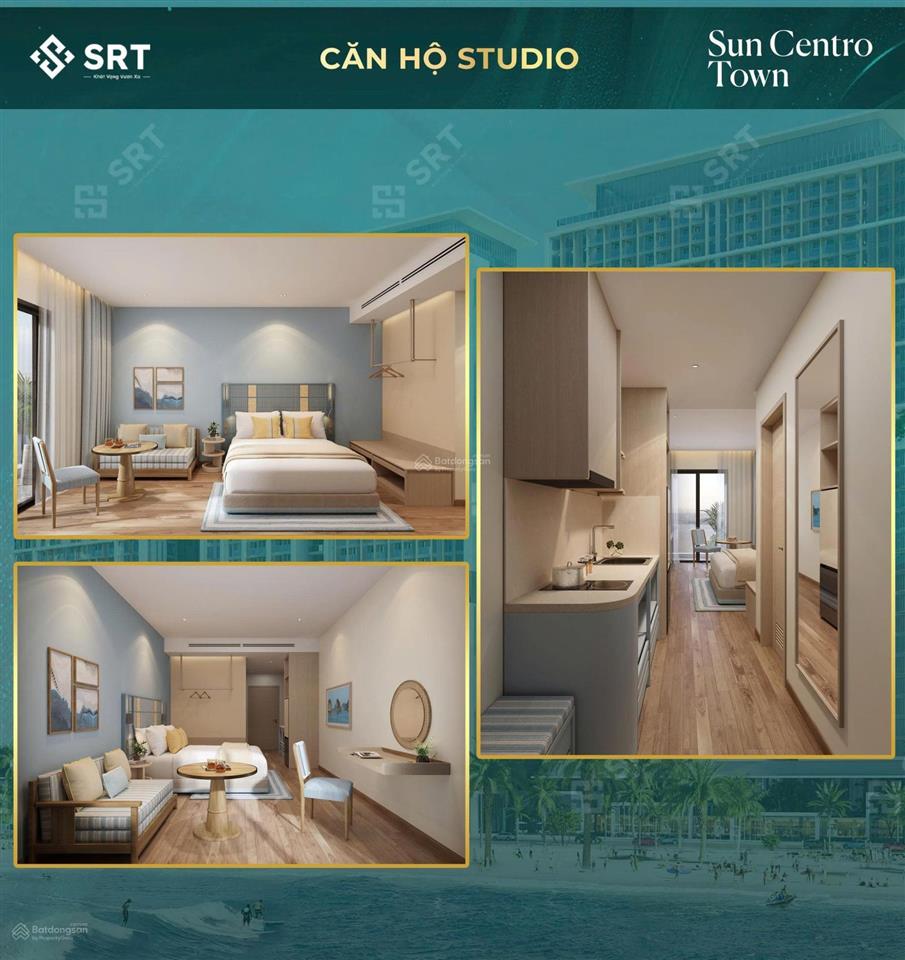 Căn studio giá tốt, view nhìn chéo biển tại sun centro town, chỉ 1,4 tỷ, 30.2m²