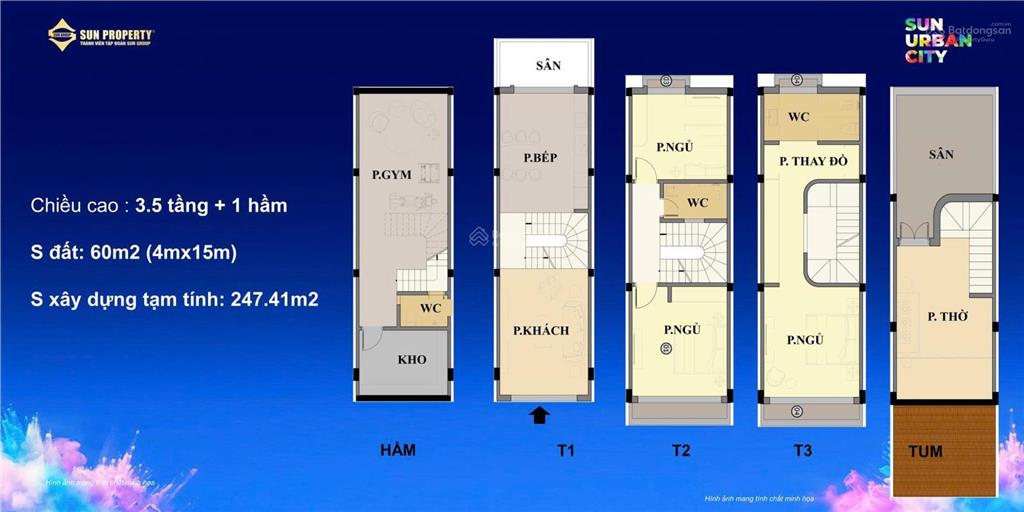 Bán giảm giá nửa tỷ cho căn liền kề 60m2 vị trí đẹp để lên biệt thự tại sun urban city