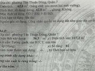 Hẻm xe hơi 63 m² chỉ 6.3 tỷ sát mặt tiền đường huỳnh tấn phát, không quy hoạch, 2 tầng hoàn công